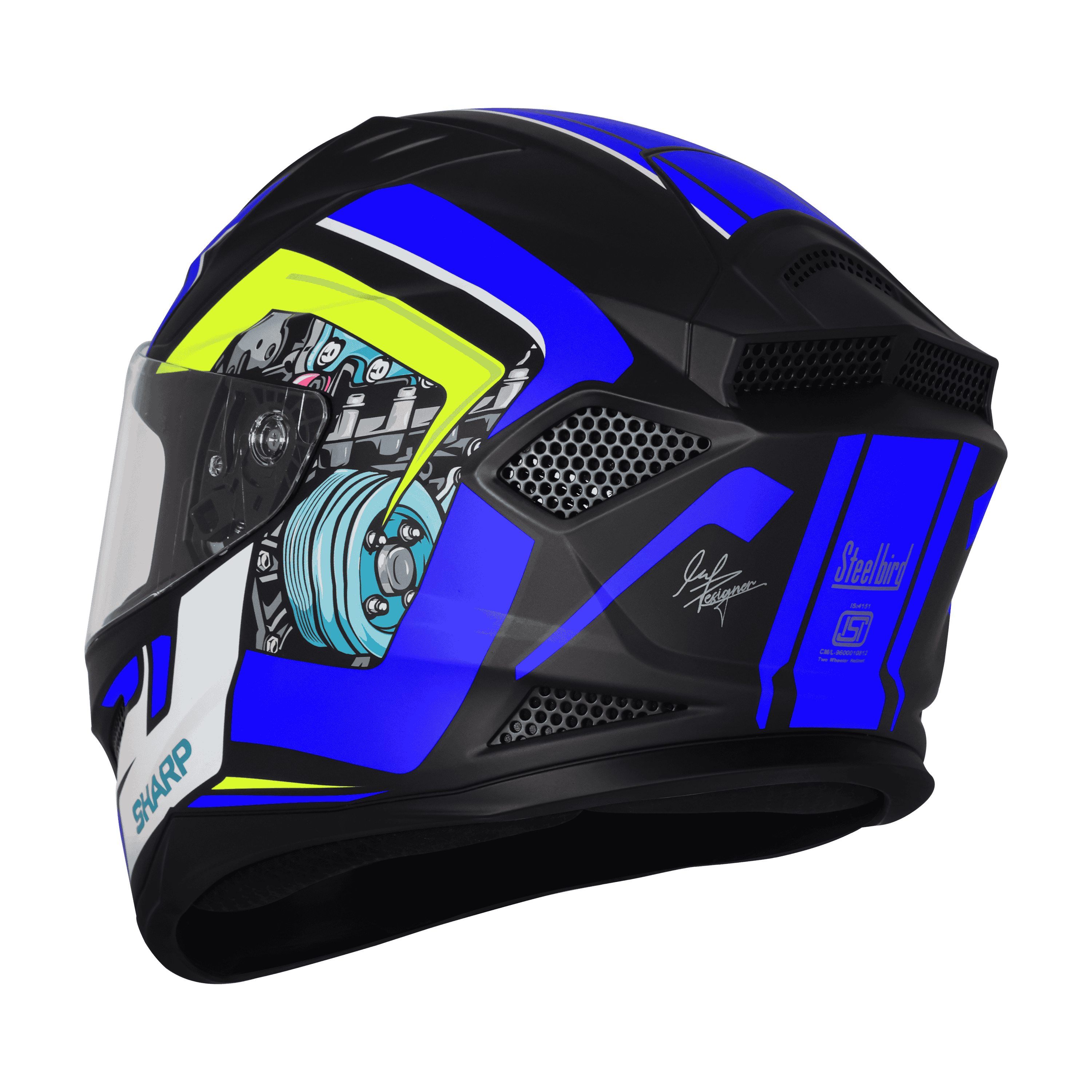 SBH-25 SV SHARP SPIKY GLOSSY BLACK WITH BLUE